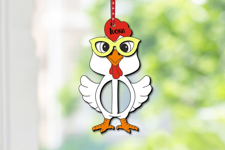 Easter Chicken Letter I Basket Name Tag Holiday Ornament SVG