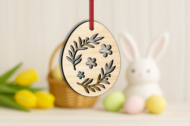 Easter Egg Flowers Greenery SVG Laser Ornament Present Gift