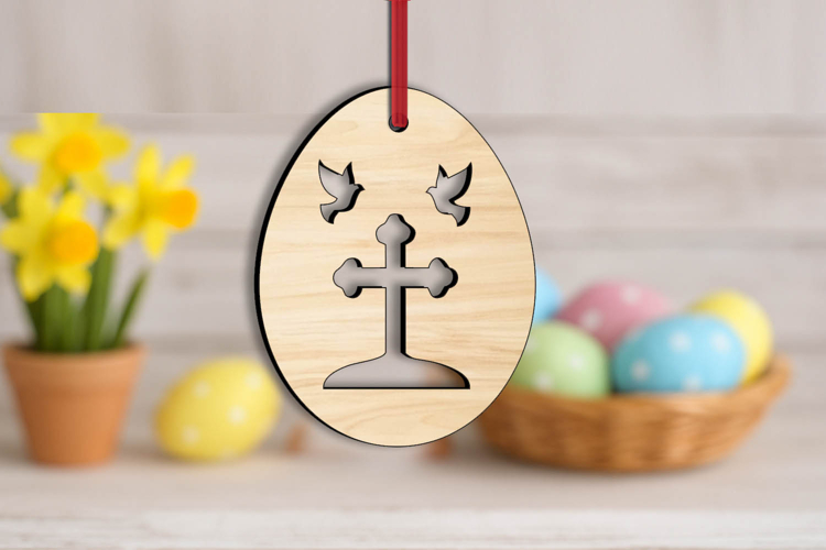 Easter Egg Jesus Cross Brids SVG Laser Ornament Present Gift