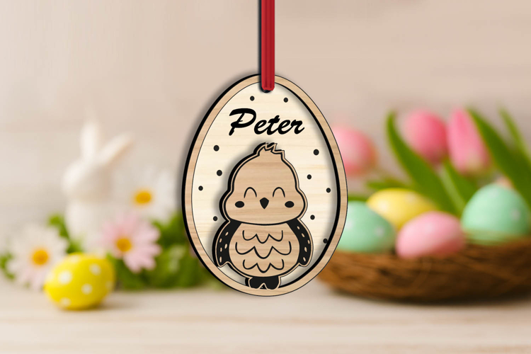 Easter Egg Ornament SVG Chick Laser Gift Holiday Decoration