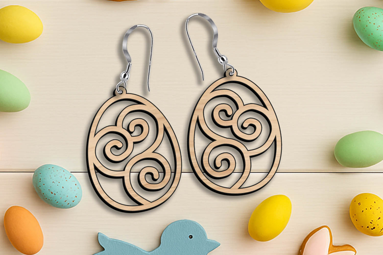 Easter Egg Swirls Earrings Laser SVG Cut Present Gift Cute