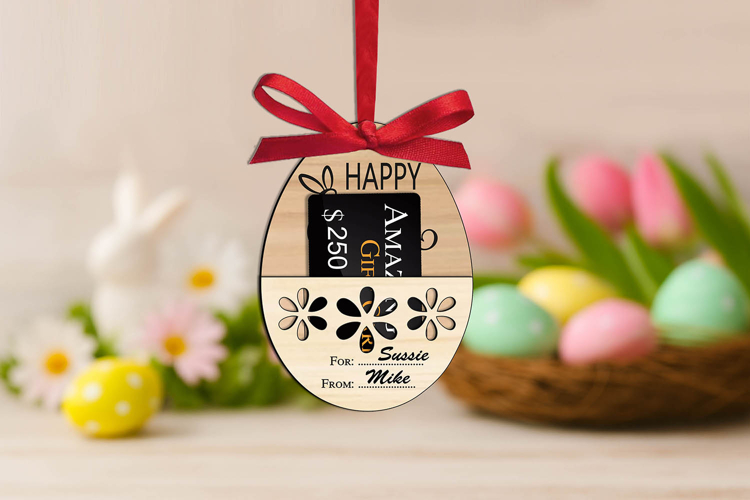 Easter Gift Card Holder Flower SVG Laser Egg Present Digital