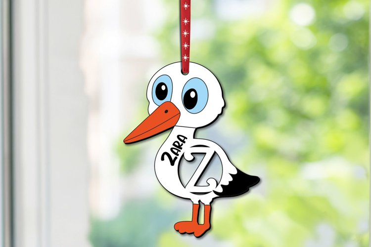Easter Stork SVG Letter Z Basket Name Tag Ornament Holiday