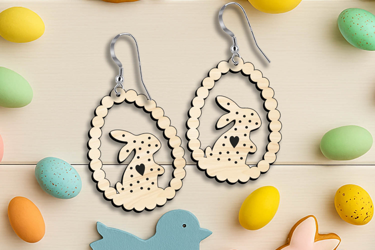 Egg Beads SVG Easter Rabbit Earring Gift Laser Present Bunny