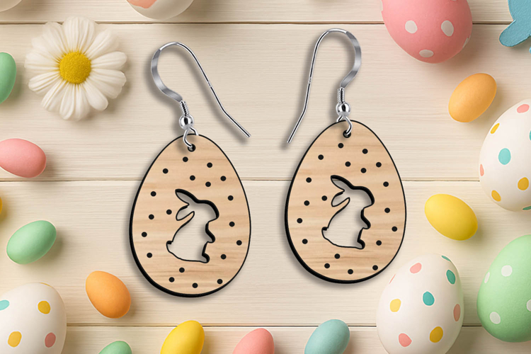 Egg Bunny Easter Earrings Laser SVG Holiday Present Gift