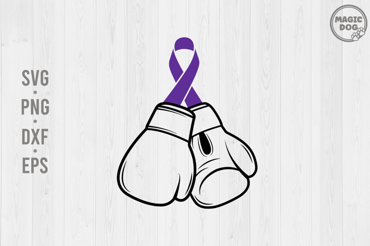 Purple Ribbon Boxing Gloves Cancer Awareness Support SVG