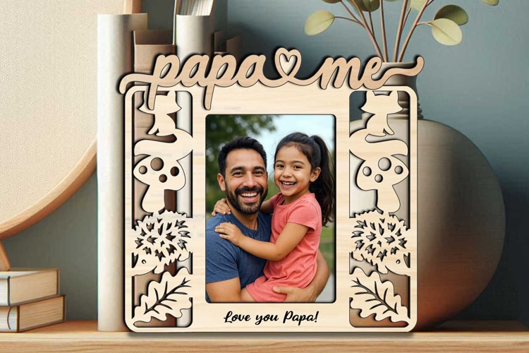 Fall Autumn Papa and Me Frame Photo SVG Laser Present Gift