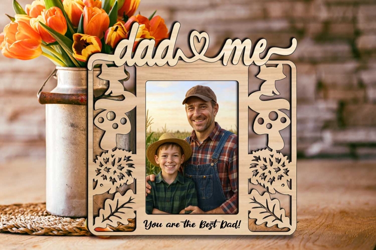 Fall Autumn SVG Dad and Me Photo Frame Laser Gift Kids Child