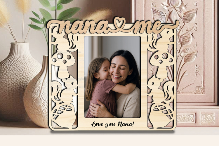 Fall SVG Nana and Me Frame Photo Gift Laser Autumn Squirrel