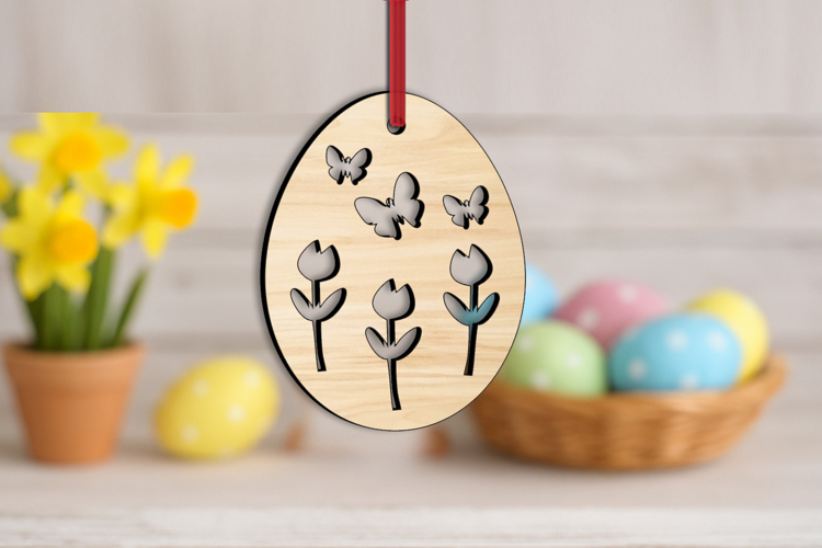 Flowers Butterflies Egg SVG Easter Laser Ornament Present