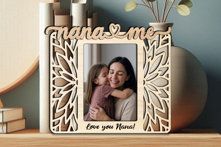 Flowers Design SVG Nana and Me Photo Frame Laser Gift Home