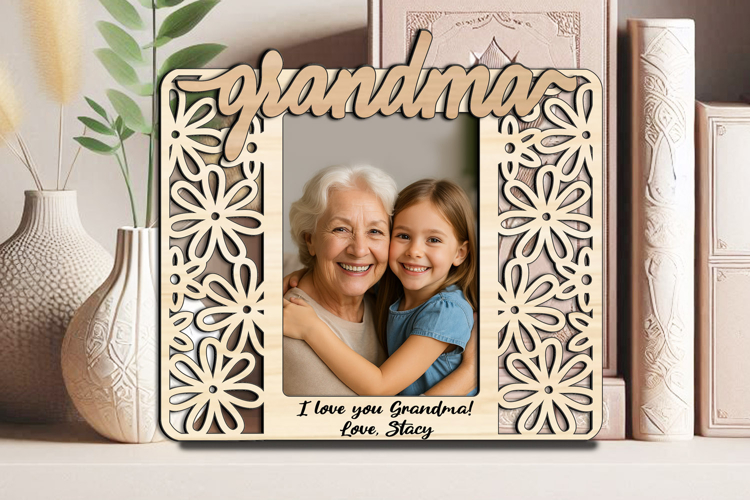 Flowers Granddaughter Grandma SVG Photo Frame Pic Laser Gift