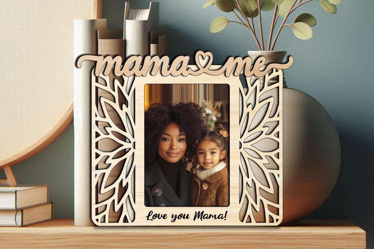 Flowers Mama & Me SVG Photo Frame Gift Laser Home Decoration