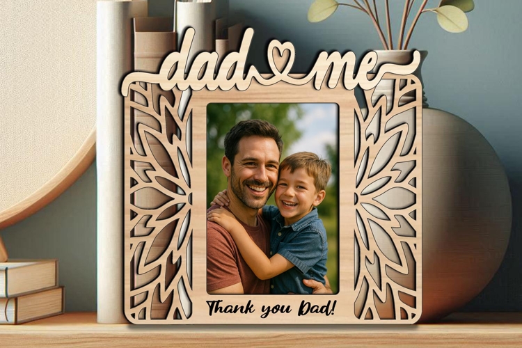 Flowers SVG Dad and Me Photo Frame Home Present Laser Gift
