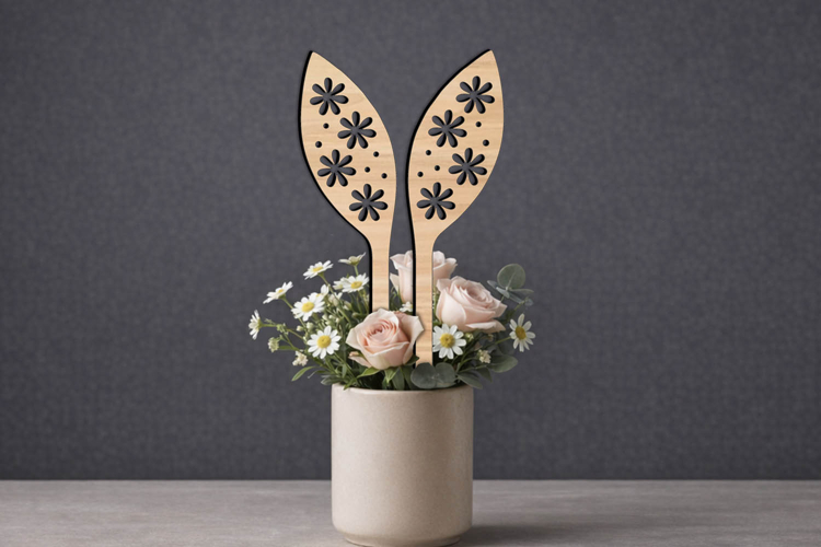 Flowers SVG Easter Bunny Ears Planter Laser Present Rabbits