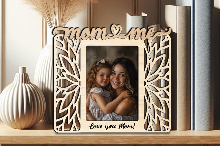 Flowers SVG Mom and Me Photo Frame Laser Gift Home Present