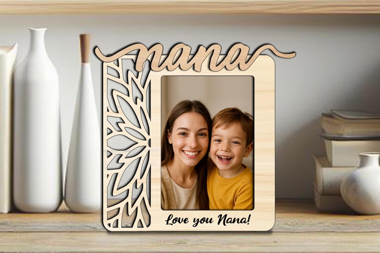 Flowers SVG Nana Photo Frame Home Decor Laser Gift Present