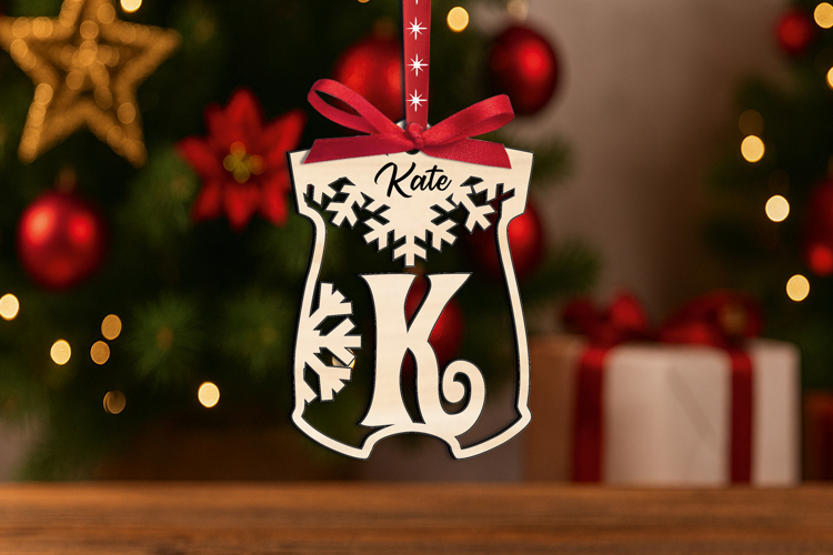 Gift Christmas Letter K SVG Ornament Onesie Laser Alphabet