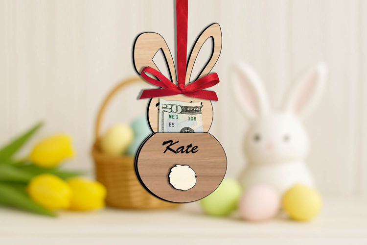 Gift Cute Bunny Ears Easter Gift Money Holder SVG Present
