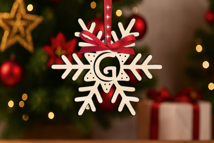 Letter G Christmas Ornament Gift Alphabet Monogram Laser SVG