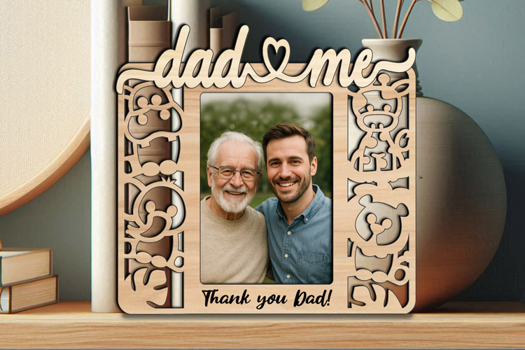 Giraffe Animals SVG Dad and Me Photo Frame Laser Gift Kids