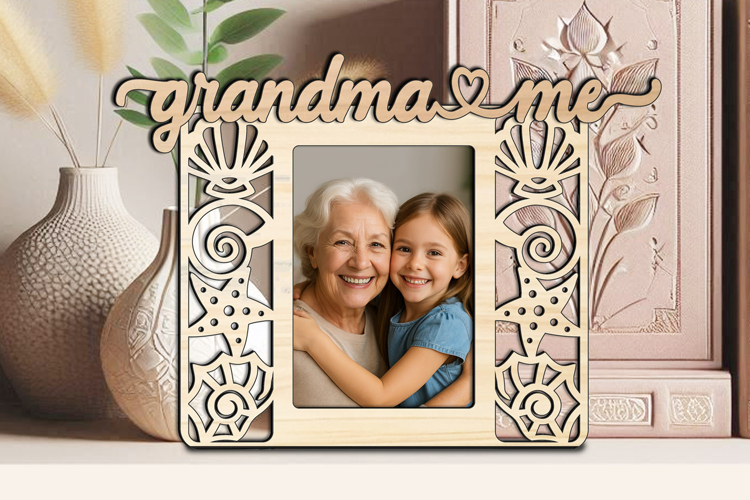 Grandma and Me Grandkids Seashell SVG Photo Frame Laser Gift