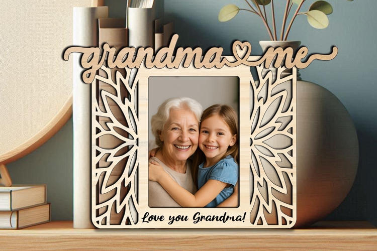 Grandma and me SVG Flowers Photo Frame Laser Gift Home Decor