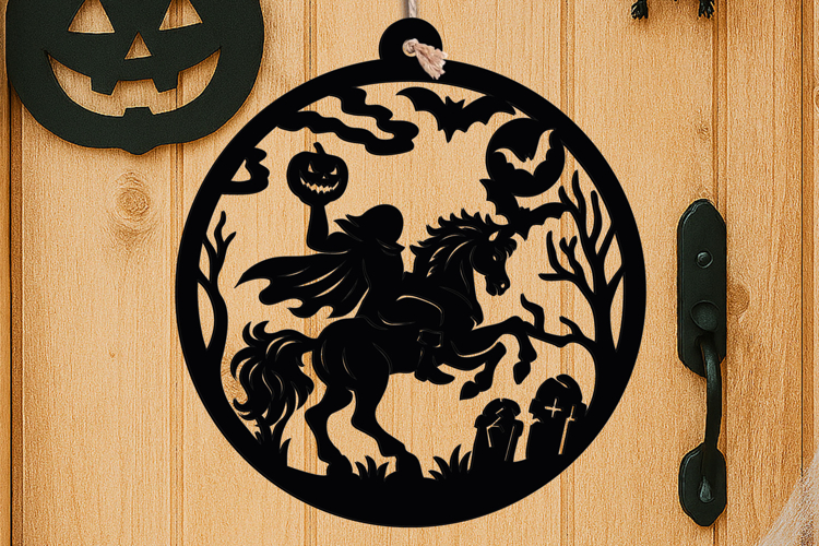 Halloween Headless Horseman Door Hanger SVG Welcome Sign
