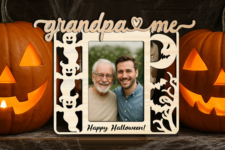 Halloween SVG Grandpa Me Photo Frame Spooky Scary Laser Gift