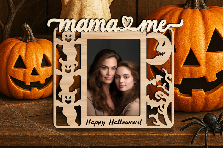 Halloween SVG Mama & Me Photo Frame Scary Spooky Laser Gift