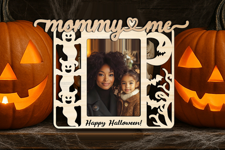 Halloween SVG Mommy & Me Photo Frame Laser Spooky Scary Gift