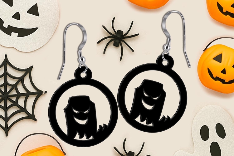 Halloween Tombstone Scary Dark Earring SVG Laser Gift Scream