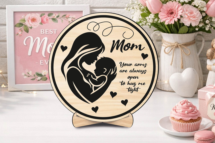 Happy Mothers Day Circle Home Decor Gift SVG Laser Present