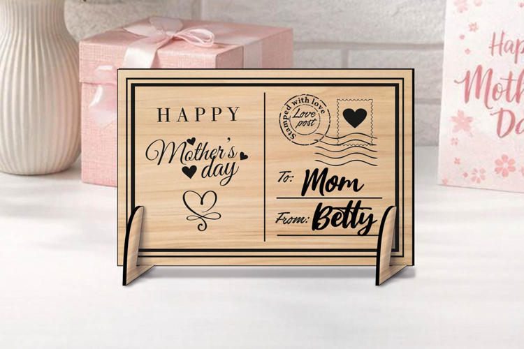 Happy Mothers Day Heart Gift SVG Laser Post Card Present