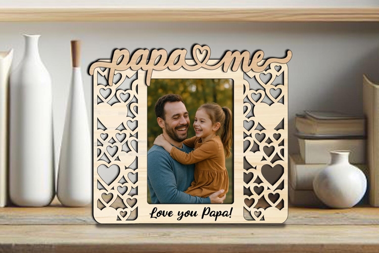 Hearts Design Papa and Me SVG Frame Photo Gift Holiday Home
