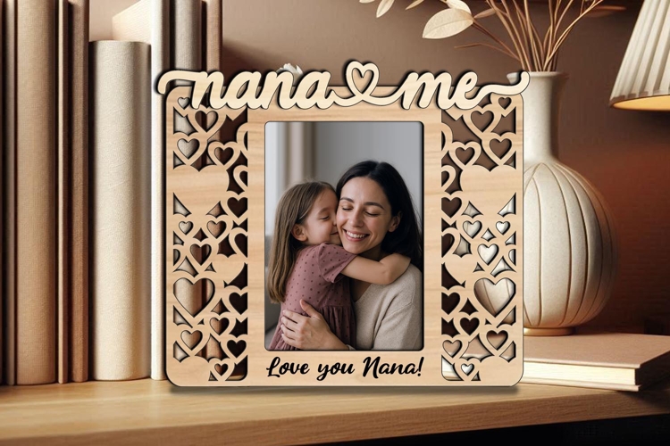 Hearts Design SVG Nana and Me Photo Frame Laser Gift Home