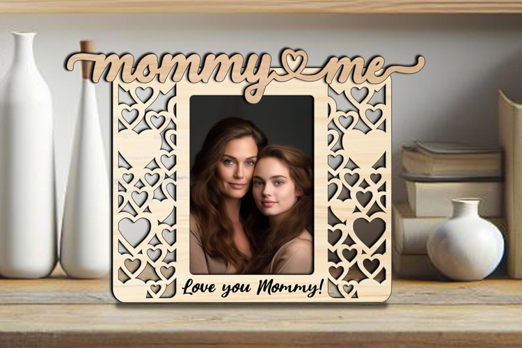 Hearts Mommy & Me SVG Frame Photo Gift Laser Love Home Decor