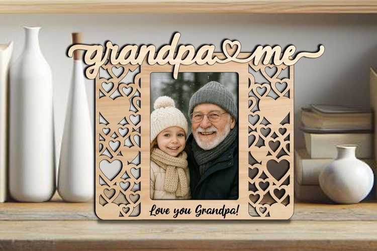 Hearts SVG Grandpa & Me Home Photo Frame Laser Holiday Gift
