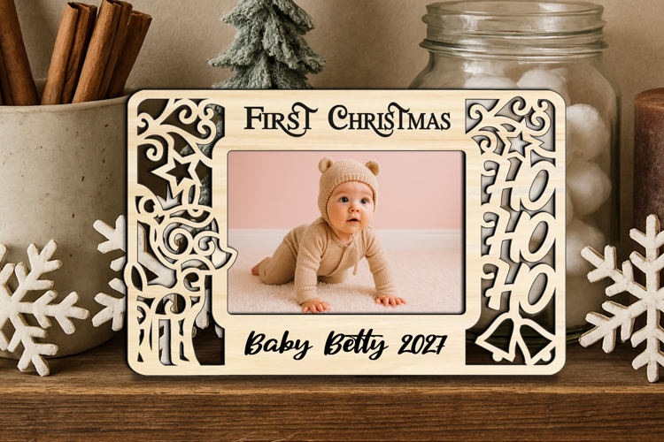 Ho-Ho-Ho Baby First Christmas Photo Frame SVG Laser Gift