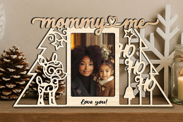 Ho-Ho-Ho Deer SVG Christmas Mommy and Me Frame Photo Gift