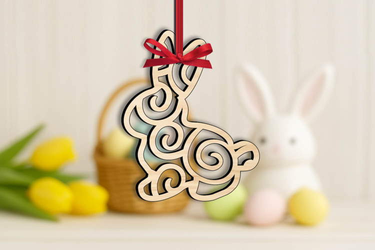 Holiday Bunny Easter Ornament Laser Cut Present Animal Gift
