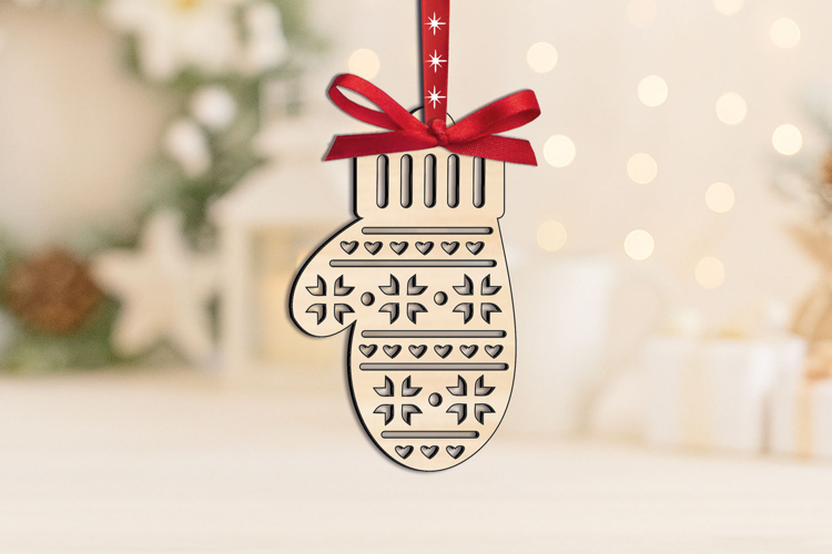 Holiday Glove Gift SVG Laser Christmas Ornament Present