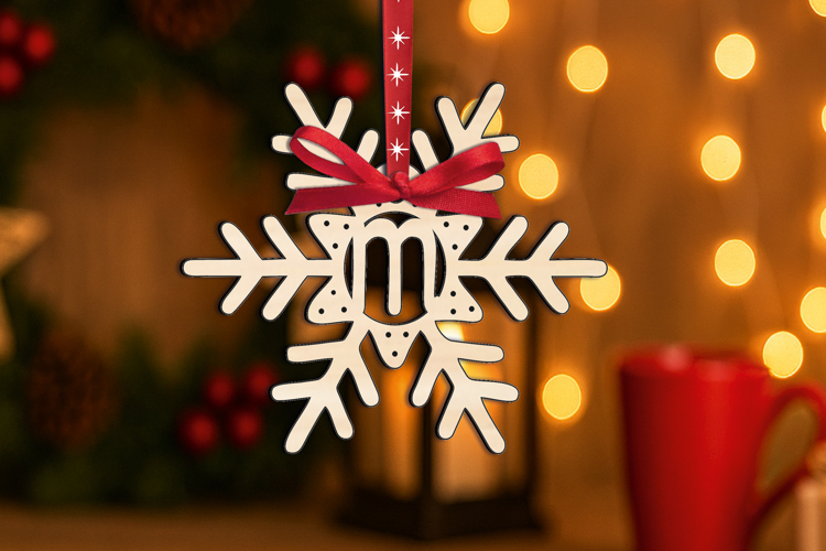 Holiday Letter M SVG Christmas Ornament Alphabet Laser Gift