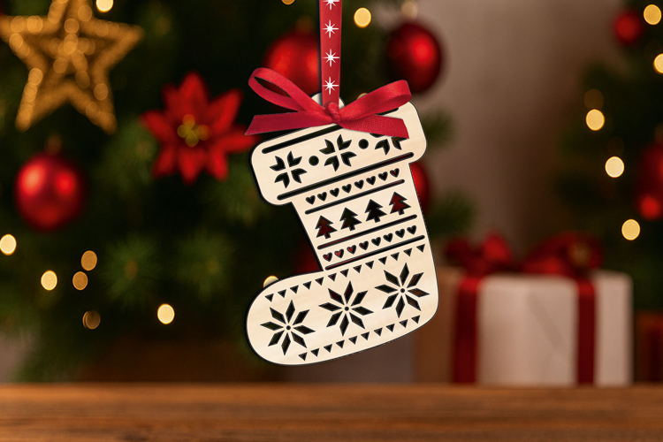 Holiday Sock Boot SVG Christmas Gift Ornament Laser Present