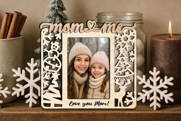 Holiday SVG Mom Me Photo Frame Winter Laser Gift Christmas