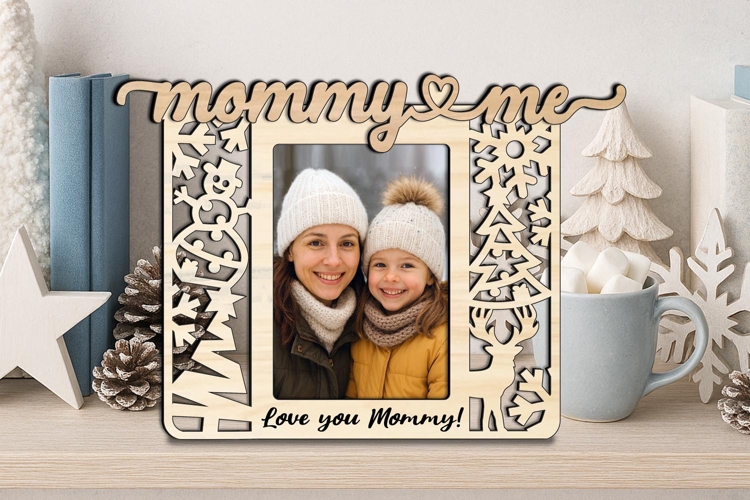 Holiday Winter Mommy Me SVG Frame Photo Christmas Gift Laser