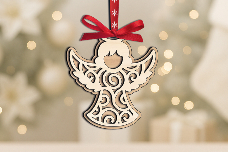 Holy Angel SVG Laser Christmas Tree Ornament Holiday Present