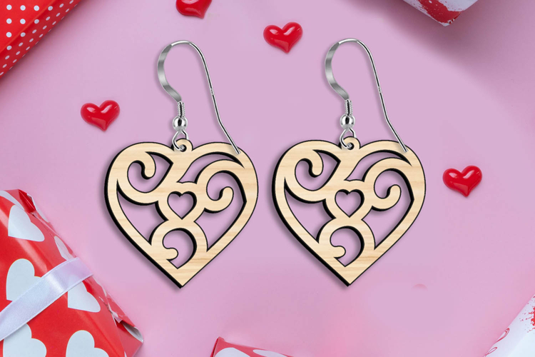 Intricate Heart Valentine Earring Romantic SVG Laser Gift