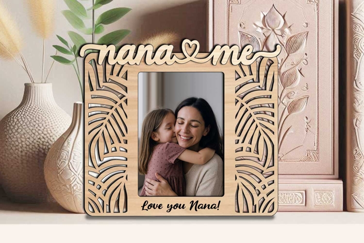 Jungle Leaves SVG Nana & Me Photo Frame Laser Gift Kid Child example image 1