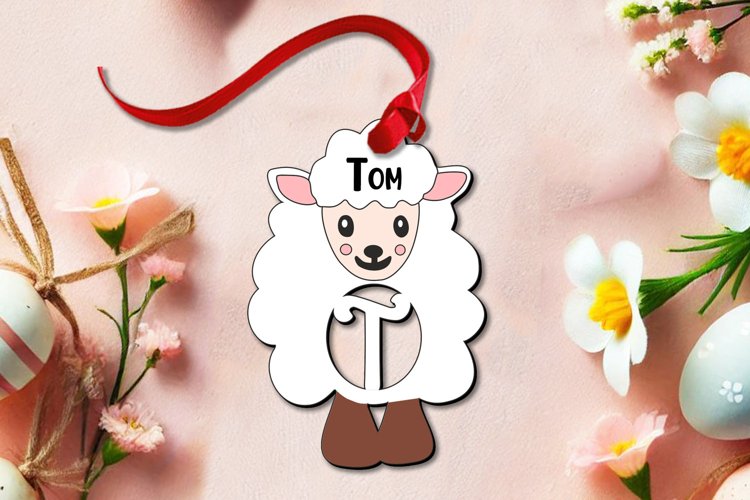 Lamb Sheep SVG Letter T Gift Easter Ornament Basket Name Tag